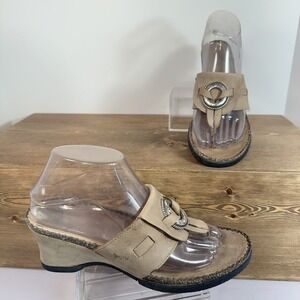 Women's Beige Slip-On Sandals